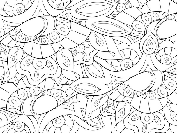 An abstract floral background image for adults.A coloring boo,page for relaxing activity.Zen art style illustration for print.Poster design. - Vector, afbeelding