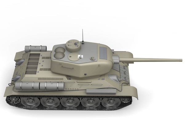 Stará šedá vojenský těžký tank - shora dolů zobrazení - Fotografie, Obrázek