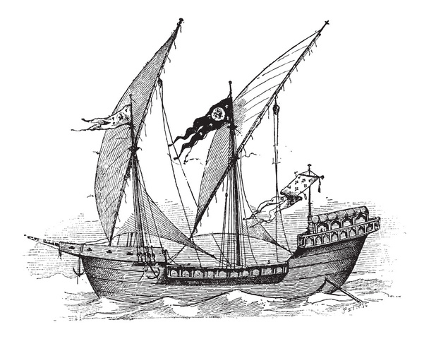 サン ルイ, フランスの船、ヴィンテージの彫刻 - ベクター画像