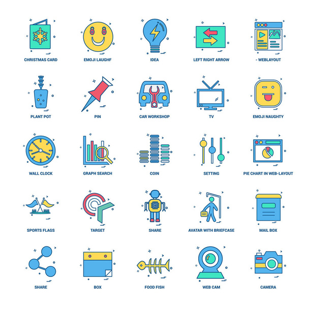 25 комплектов значков плоского цвета для бизнеса
 - Вектор,изображение