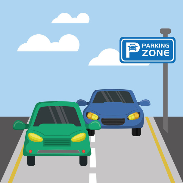 cars with parking signal - Vector, Image