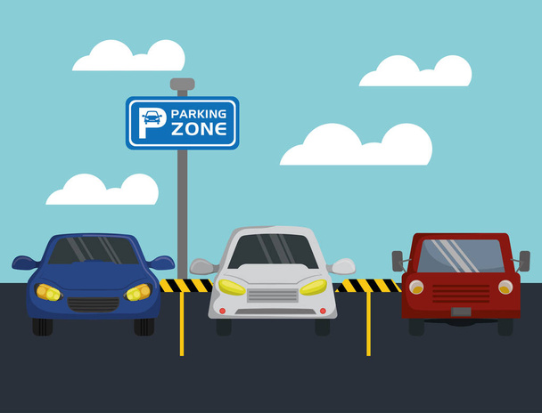 carros com sinal de estacionamento
 - Vetor, Imagem