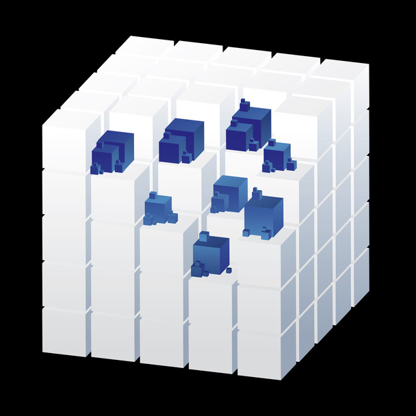 Cubo branco com partes azuis
 - Vetor, Imagem