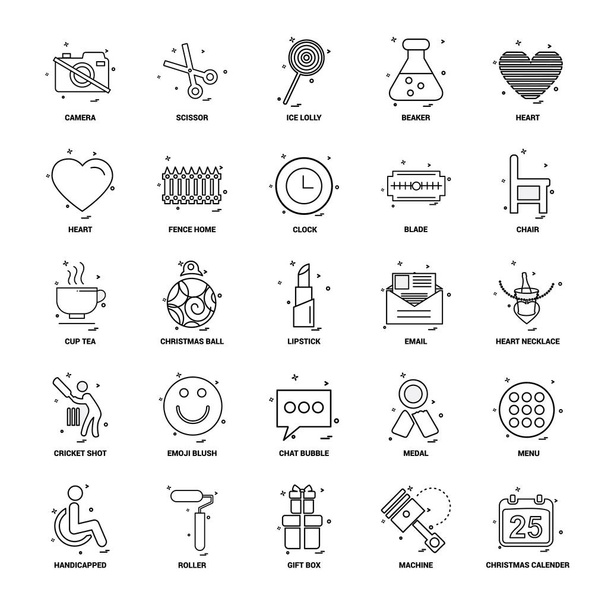 25 Conjunto de iconos de línea de mezcla de concepto de negocio
 - Vector, Imagen