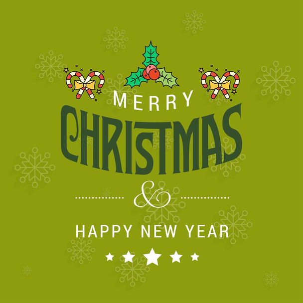 Christmas greetings card with typography and green background ve - Vektor, Bild