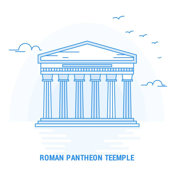 ROMAN PANTHEON TEEMPLE Blue Landmark. Arrière-plan créatif et modèle d'affiche
 - Vecteur, image