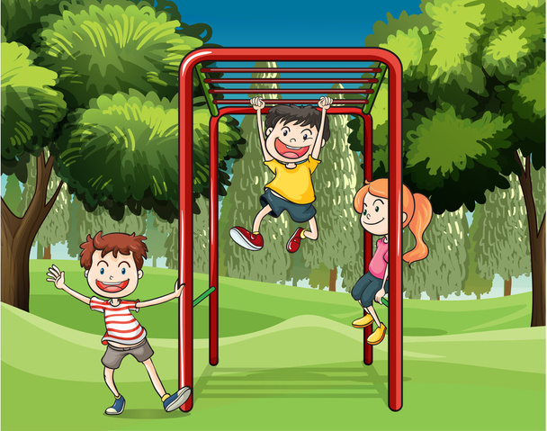 Trois enfants jouant au parc
 - Vecteur, image