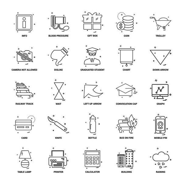 25 Conjunto de iconos de línea de mezcla de concepto de negocio
 - Vector, imagen