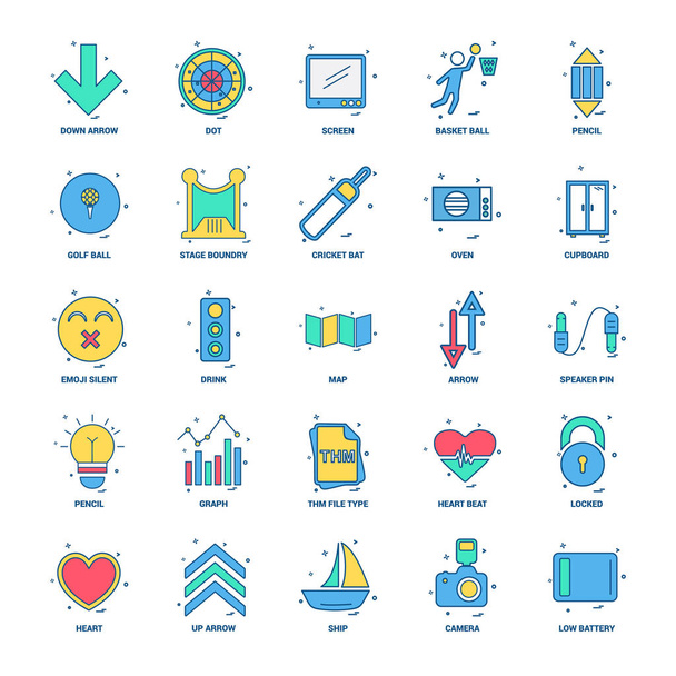 25 business koncepce Mix plochý barevný Icon set - Vektor, obrázek