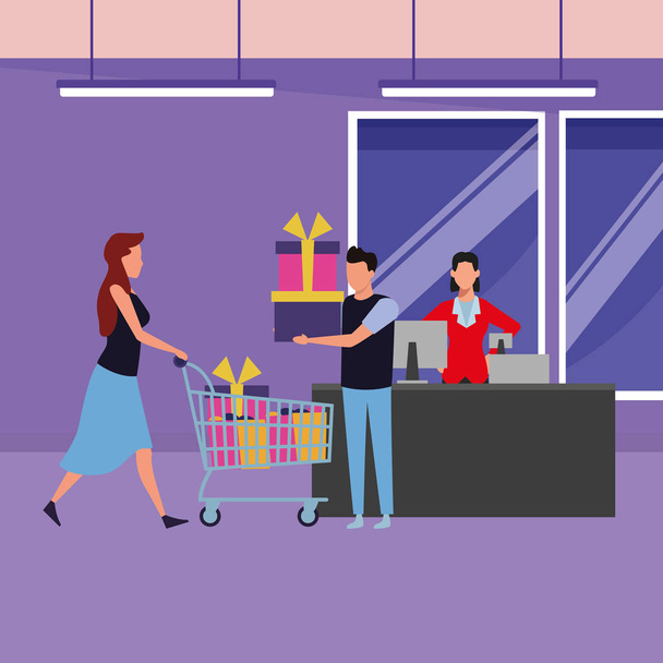 People and shopping - Vector, Image