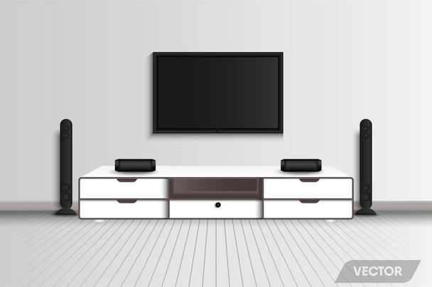Design interiéru obývacího pokoje a dekorativní rekreace stereo., vektorové, ilustrace  - Vektor, obrázek