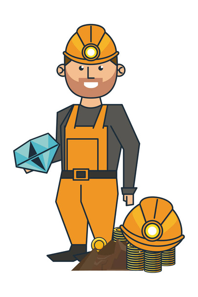 Górnictwo i pracownik kreskówka - Wektor, obraz