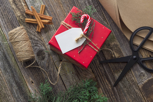Simple DIY Wrapping Christmas gifts vintage - Photo, Image