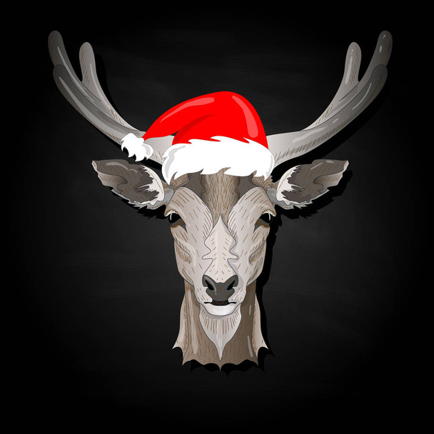 Stylized deer head vector illustration isolated. Xmas. new year. - Vecteur, image