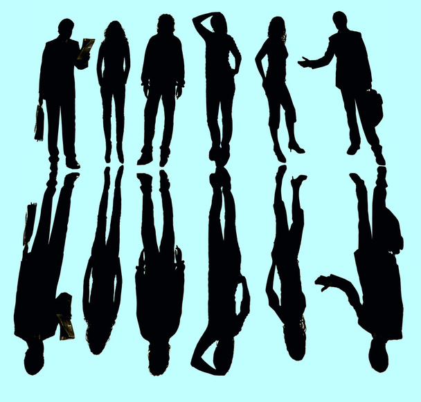 Jonge business team in silhouet - Foto, afbeelding