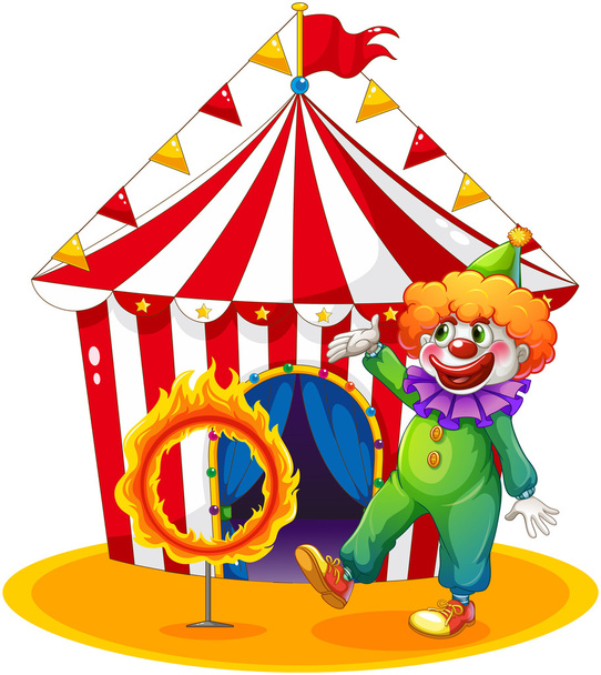 A tent at the back of the clown and the ring of fire - Vector, Image
