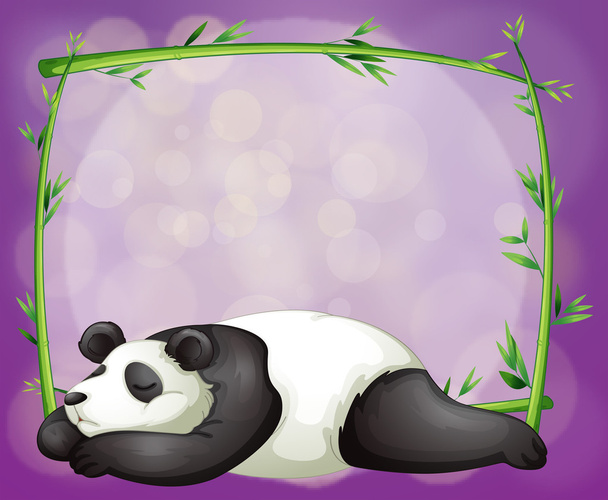 A stationery with a bamboo frame and a panda - Vector, imagen