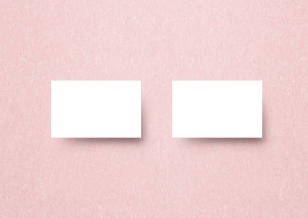 The business card mock-up template gradient paastel pink textured Japanese paper backbround - Photo, Image