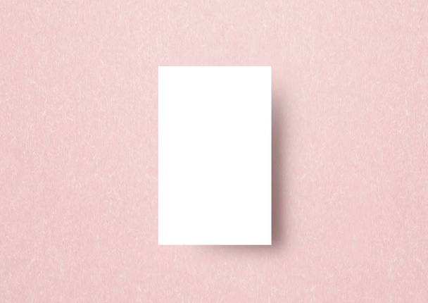 The business card mock-up template gradient pastel pink textured Japanese paper background - Photo, Image