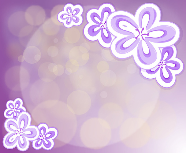 A lavender stationery with flowers - Vector, Image
