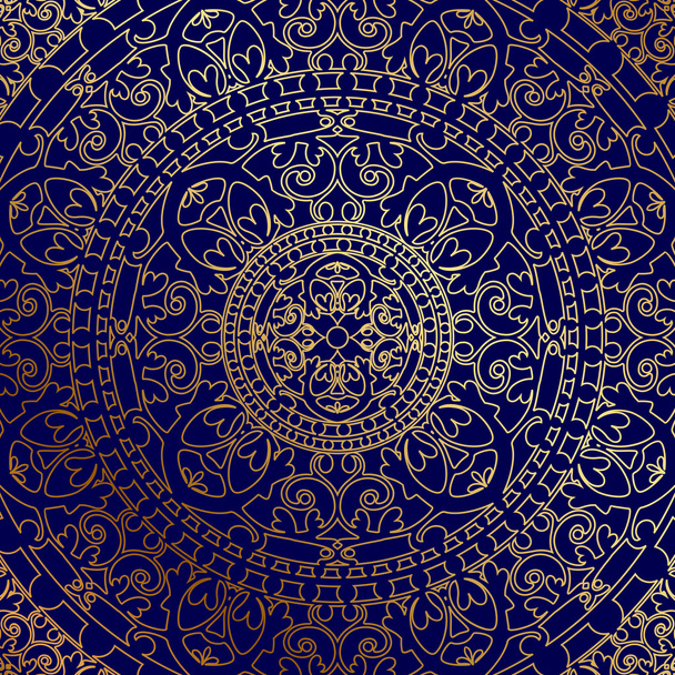 Vector oriental blue background with gold ornament - Vektor, obrázek