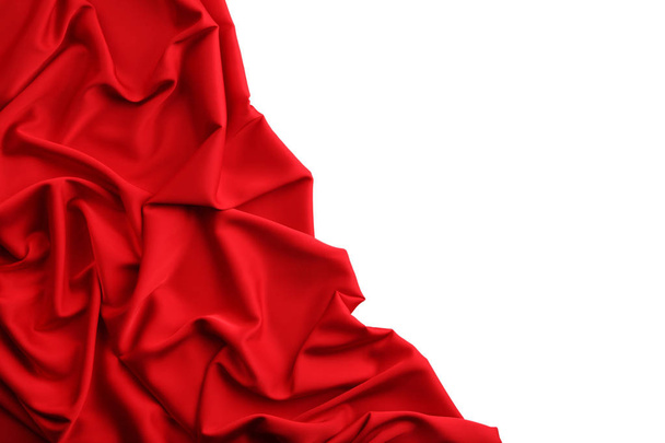Red satin cloth on white background - Photo, Image