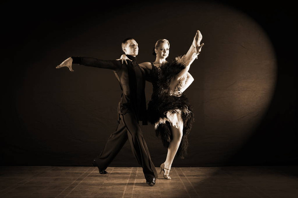 dancers in ballroom isolated on black background - Photo, image