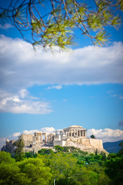 widokiem na starożytny Akropol, Ateny, Grecja - Zdjęcie, obraz