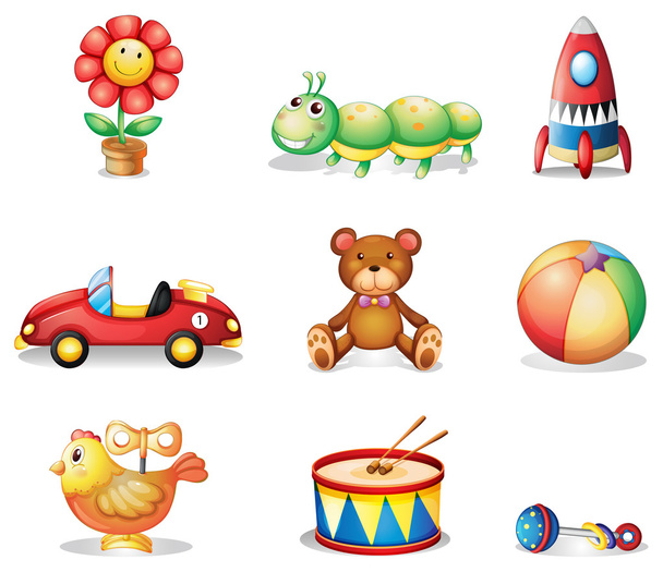 Different kinds of toys for children - Vector, Image