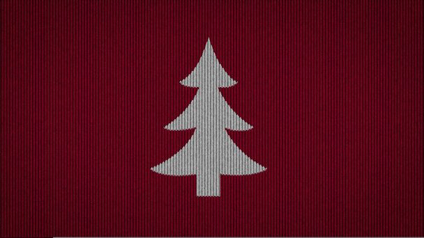 Frohe Weihnachten Grußkarte mit Weihnachtsbaum auf Winterpullover-Muster  - Foto, Bild