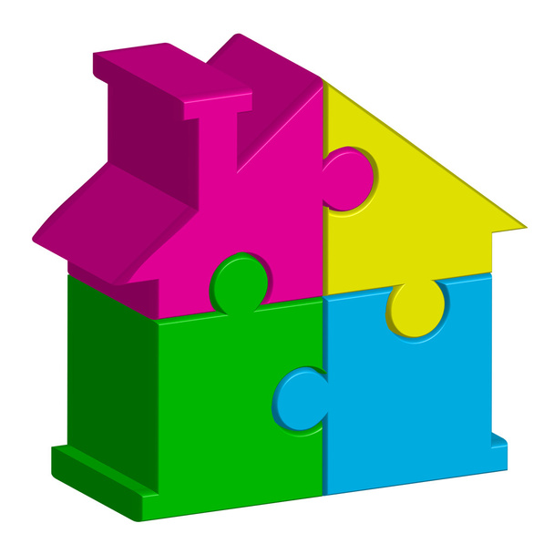 Vector illustration of house from puzzles - Vektori, kuva