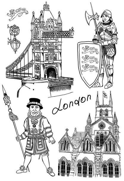 Архітектурна перлина Лондона та інших істотних символів - Вектор, зображення
