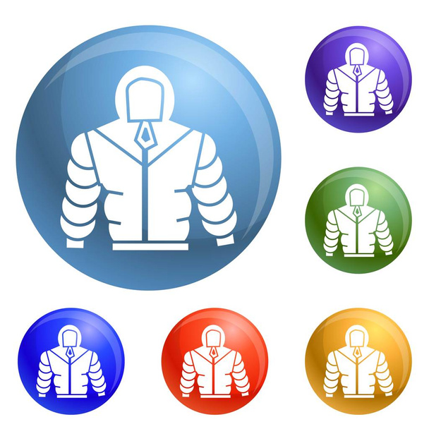 Climb mountain clothes icons set vector - ベクター画像