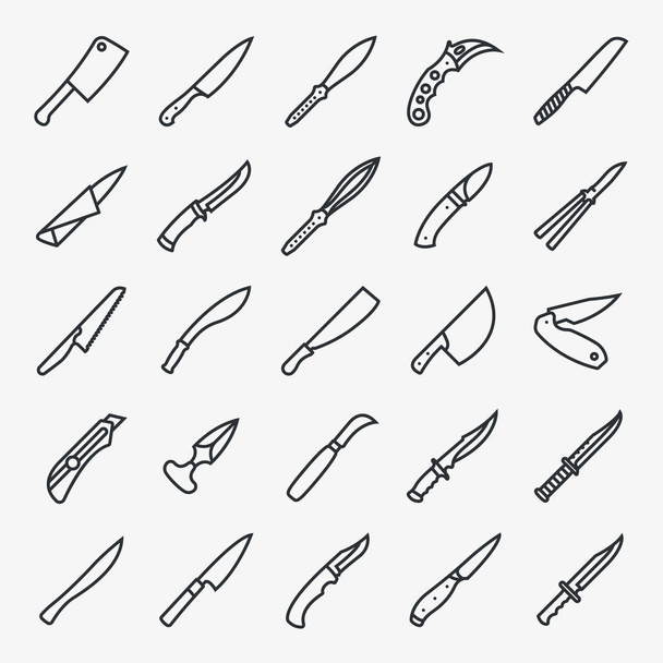 Knife Dagger Minimal Flat Line Outline Stroke Icon Pictogram Symbol - Vector, afbeelding