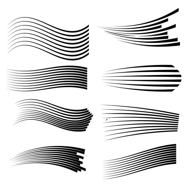 Ταχύτητα γραμμών απομονωμένες σύνολο. Επίδραση κίνηση για το σχεδιασμό σας. Μαύρες γραμμές σε λευκό φόντο. Εικονογράφηση διάνυσμα Eps10 - Διάνυσμα, εικόνα