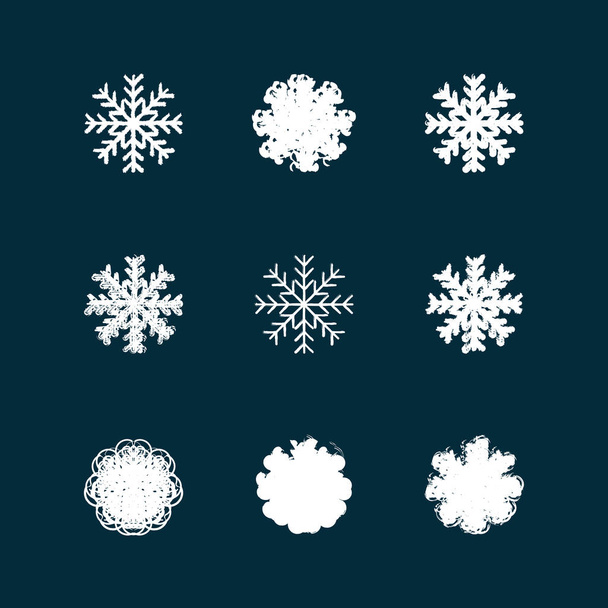 Este é um conjunto de ícones grunge de flocos de neve
 - Vetor, Imagem