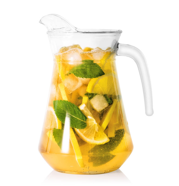 Jug of homemade lemonade with ice - Photo, Image
