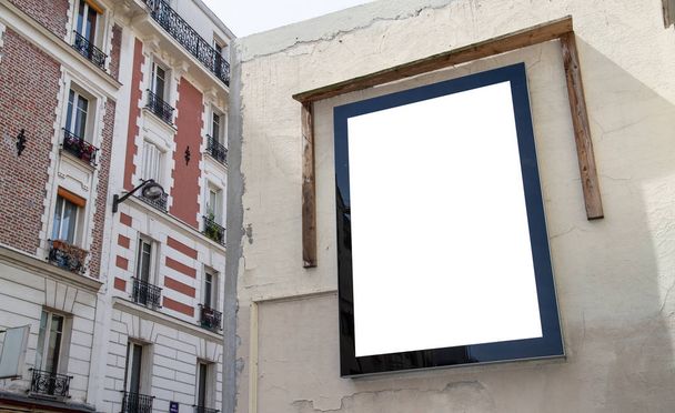 Outdoor billboard on grunge wall advertisement in Paris street mockup - Foto, afbeelding
