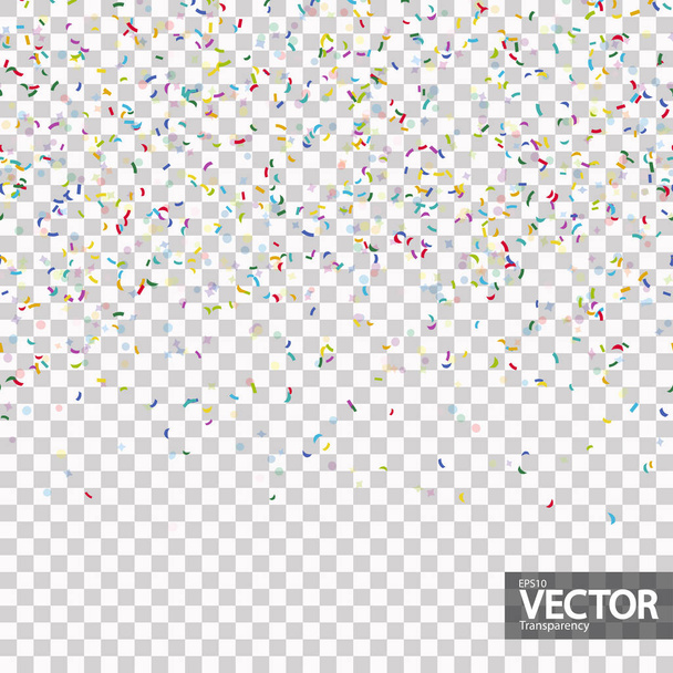 ベクトル ・ フィルで透明にパーティー時間の異なる色の紙吹雪とシームレスな背景 - ベクター画像