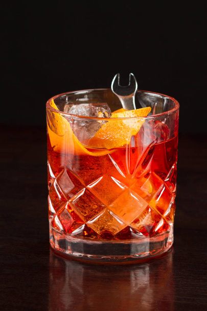 Alcohol cocktail collection - Negroni Americano with orange - Fotoğraf, Görsel