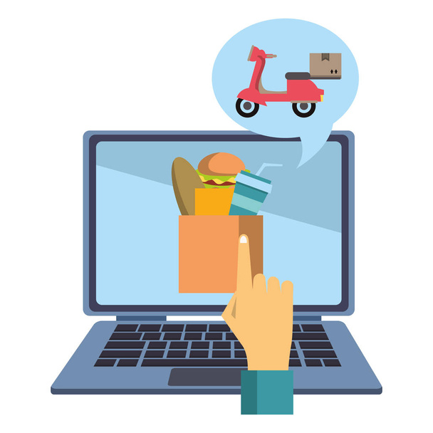 Pedido y entrega de alimentos en línea
 - Vector, imagen