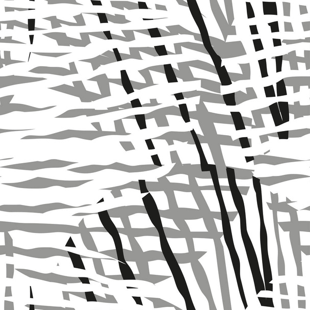 Seamless background of abstract uneven black, white and gray lines. The lines are arranged randomly in different directions. - Вектор,изображение