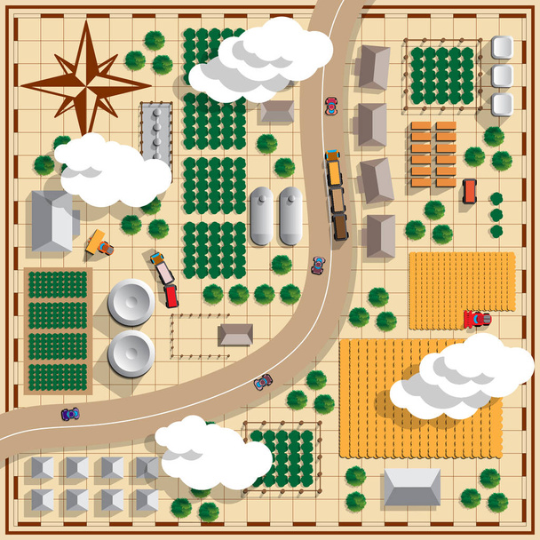 Map of Agriculture. View from above. Vector illustration. - Διάνυσμα, εικόνα