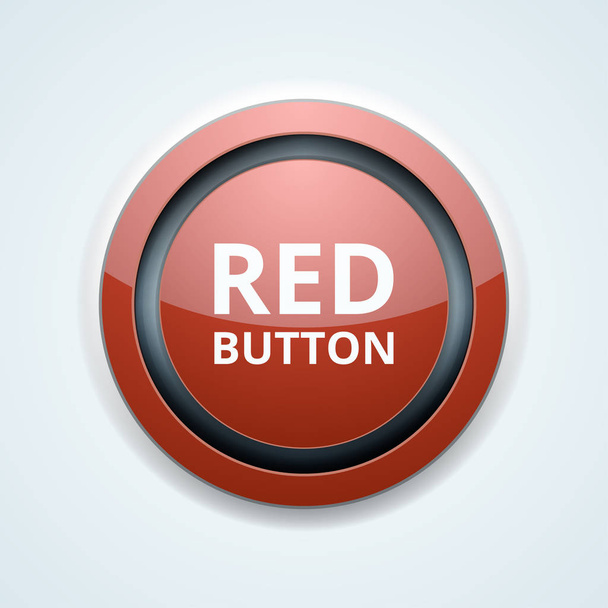 Red button  flat icon on light round, vector, illustration  - Vector, Image