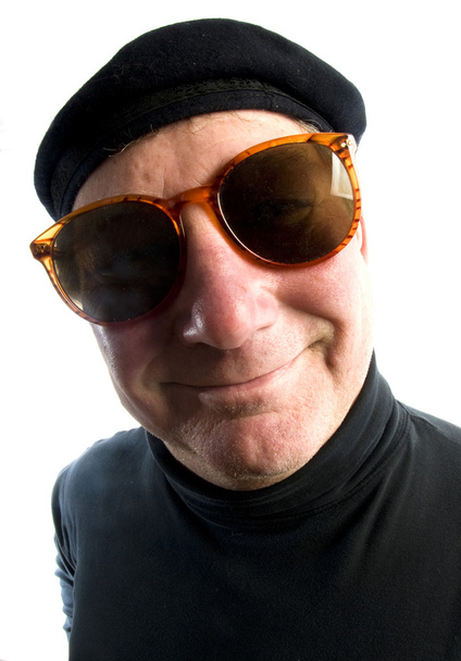 człowiek francuskich beret suglasses - Zdjęcie, obraz
