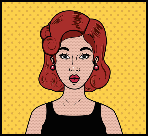 redhead woman pop art style - Vector, Image