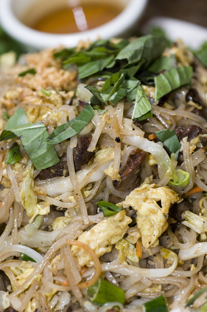 comida vietnamita macarrão de arroz Bun Xao com vegetais desfiados
 - Foto, Imagem