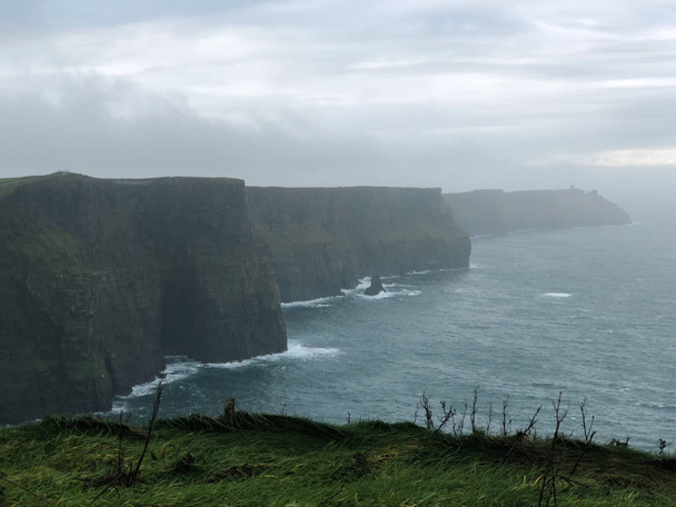 County Clare Ireland Cliffs of Moher foggy landscape - Photo, Image