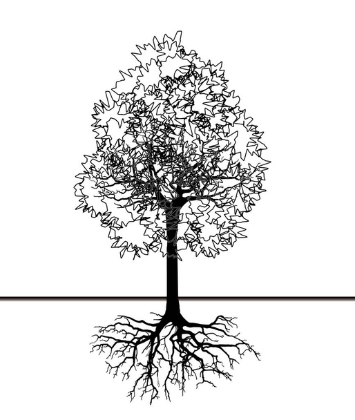 Silueta de árbol abstracta (ilustración vectorial
). - Vector, Imagen