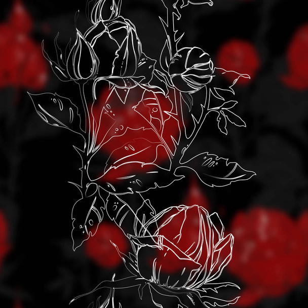 Nature Flower Rose Stem Thorns Frame Border Black Square.jpg